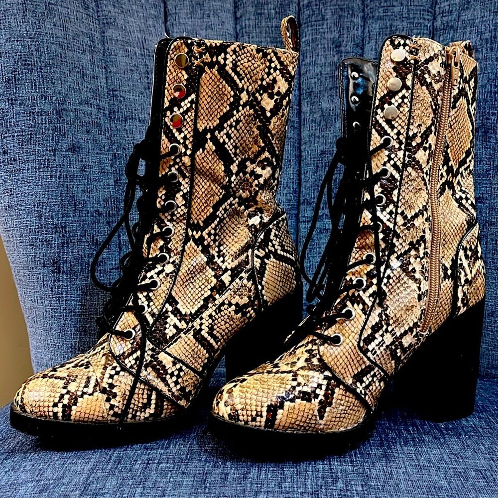Snake Skin Print Boots